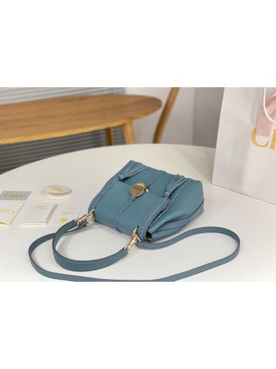 Chloe Penelope Medium Blue Soft Leather Flap Shoulder Crossbody Bag - Detail view 6