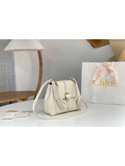 Chloe Penelope Medium White Soft Leather Flap Shoulder Crossbody Bag - Detail view 2