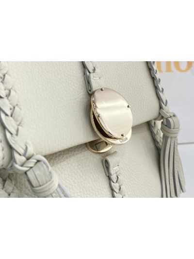 Chloe Penelope Medium White Soft Leather Flap Shoulder Crossbody Bag - Detail view 3