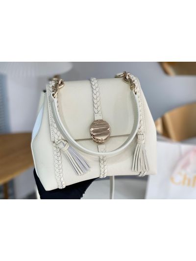 Chloe Penelope Medium White Soft Leather Flap Shoulder Crossbody Bag - Detail view 4