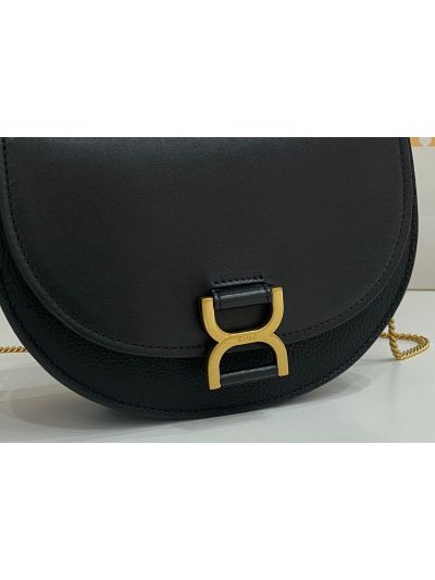 Chloe Small Black Leather Marcie Chain Top Handle Flap Shoulder Bag - Detail view 3