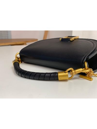 Chloe Small Black Leather Marcie Chain Top Handle Flap Shoulder Bag - Detail view 4
