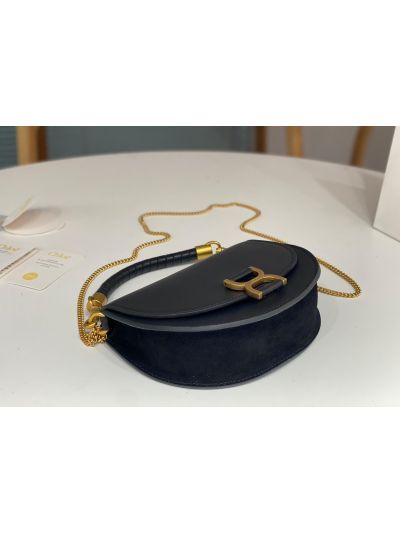 Chloe Small Black Leather Marcie Chain Top Handle Flap Shoulder Bag - Detail view 6