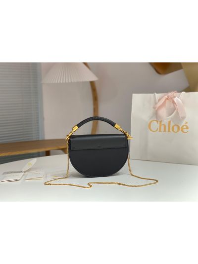 Chloe Small Black Leather Marcie Chain Top Handle Flap Shoulder Bag - Detail view 7