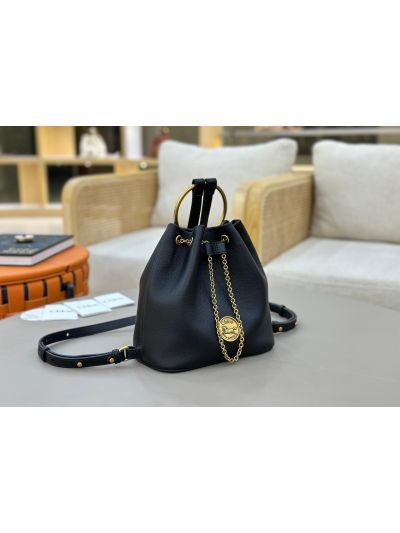 Chloe Small Bracelet Backpack Bag Black Grained Leather - Detail view 2