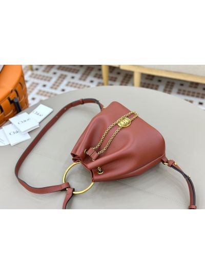 Chloe Small Bracelet Backpack Bag Brown Grained Leather - Detail view 5