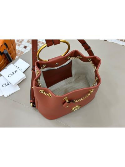Chloe Small Bracelet Backpack Bag Brown Grained Leather - Detail view 8