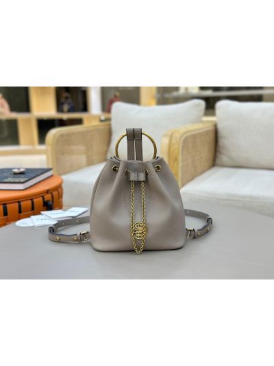 Chloe Small Bracelet Backpack Bag Gray Grained Leather - Main view