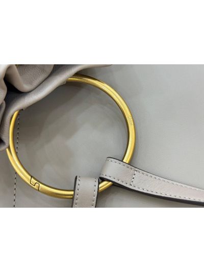 Chloe Small Bracelet Backpack Bag Gray Grained Leather - Detail view 5