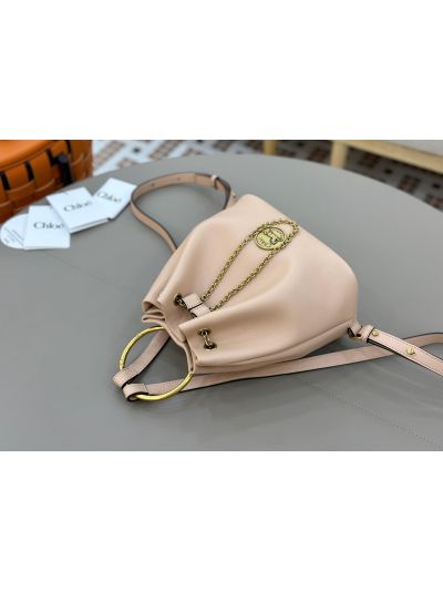 Chloe Small Bracelet Backpack Bag Nude Grained Leather - Detail view 4