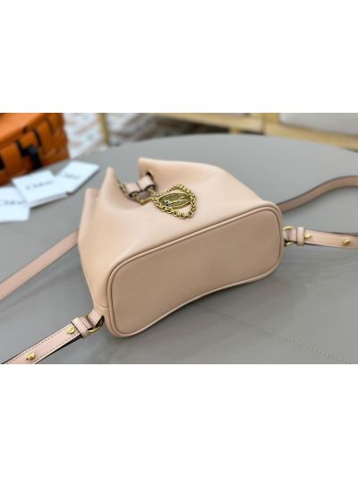 Chloe Small Bracelet Backpack Bag Nude Grained Leather - Detail view 6