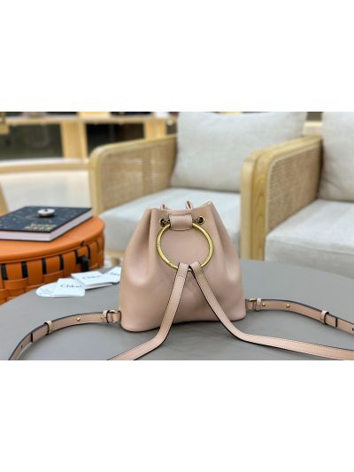 Chloe Small Bracelet Backpack Bag Nude Grained Leather - Detail view 7