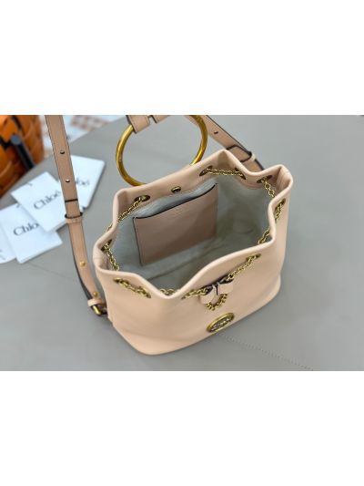 Chloe Small Bracelet Backpack Bag Nude Grained Leather - Detail view 8