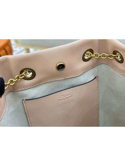 Chloe Small Bracelet Backpack Bag Nude Grained Leather - Detail view 9