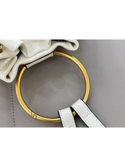 Chloe Small Bracelet Backpack Bag White Grained Leather - Detail view 5