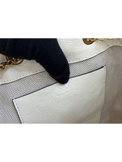 Chloe Small Bracelet Backpack Bag White Grained Leather - Detail view 9