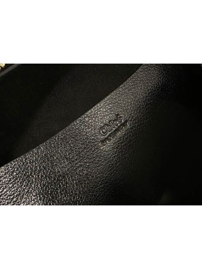 Chloe Small Bracelet Hobo Shoulder Crossbody Bag Black Grained Leather - Detail view 9