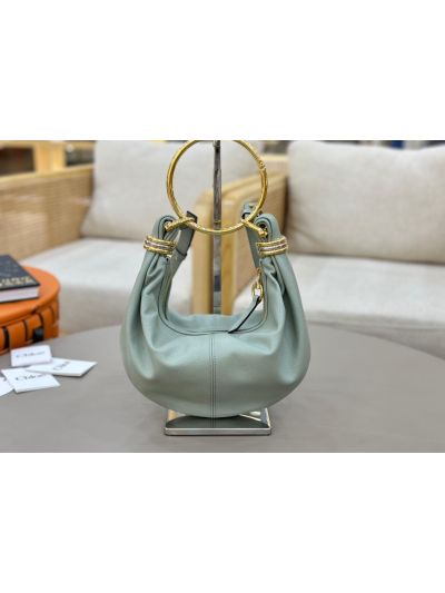 Chloe Small Bracelet Hobo Shoulder Crossbody Bag Light Blue Grained Leather - Main view