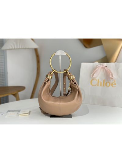 Chloe Small Bracelet Hobo Shoulder Crossbody Bag Nude Grained Leather - Main view