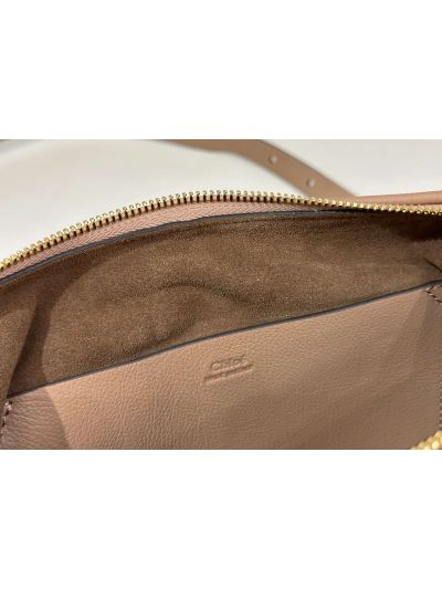 Chloe Small Bracelet Hobo Shoulder Crossbody Bag Nude Grained Leather - Detail view 9