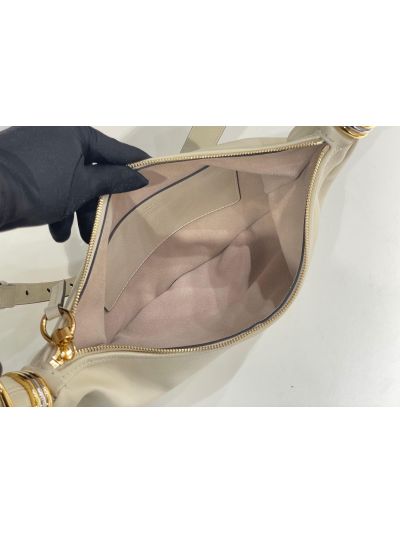 Chloe Small Bracelet Hobo Shoulder Crossbody Bag Off White Grained Leather - Detail view 8