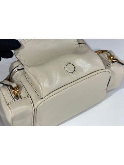 Chloe Small Camera Shoulder Crossbody Bag Off White Shiny Leather - Detail view 7