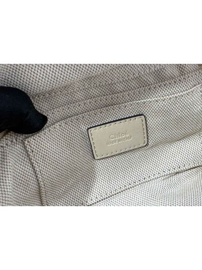 Chloe Small Camera Shoulder Crossbody Bag Off White Shiny Leather - Detail view 9