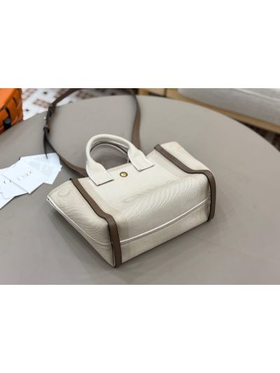 Chloe Small Carry Tote Shoulder Bag Beige Cotton Canvas - Detail view 6