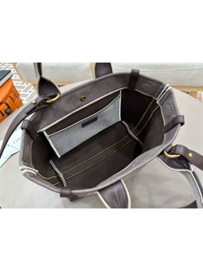 Chloe Small Carry Tote Shoulder Bag Gray Cotton Canvas - Detail view 7