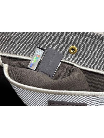 Chloe Small Carry Tote Shoulder Bag Gray Cotton Canvas - Detail view 9