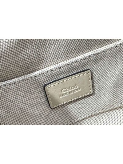 Chloe Small Paraty 24 Shoulder Crossbody Bag Off White Shiny Leather - Detail view 9