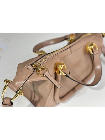 Chloe Small Paraty 24 Shoulder Crossbody Bag Woodrose Shiny Leather - Detail view 4