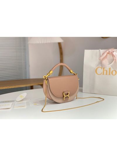 Chloe Small Pink Leather Marcie Chain Top Handle Flap Shoulder Bag - Detail view 2