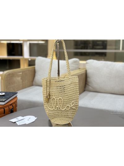 Chloe Small Raffia Summer Banana Tote Bag Beige - Main view