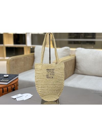 Chloe Small Raffia Summer Banana Tote Bag Beige - Detail view 2