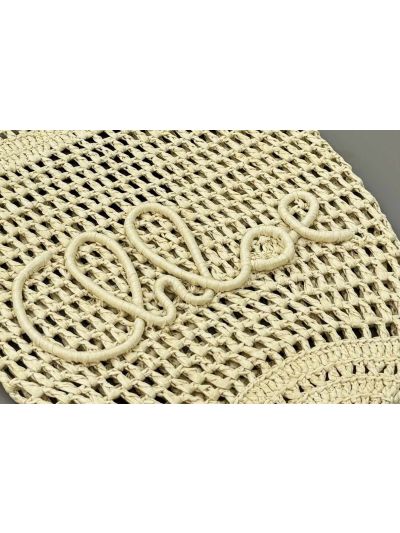 Chloe Small Raffia Summer Banana Tote Bag Beige - Detail view 3