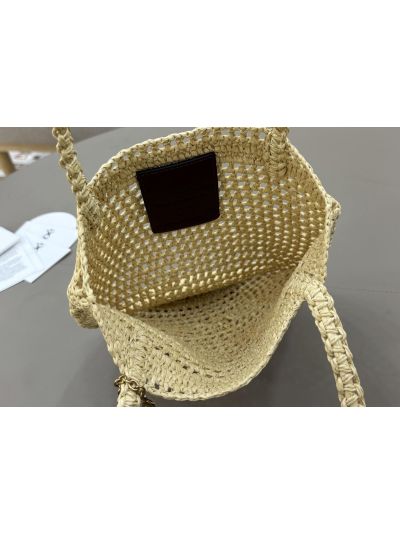 Chloe Small Raffia Summer Banana Tote Bag Beige - Detail view 7