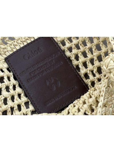 Chloe Small Raffia Summer Banana Tote Bag Beige - Detail view 8
