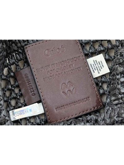 Chloe Small Raffia Summer Banana Tote Bag Black - Detail view 9