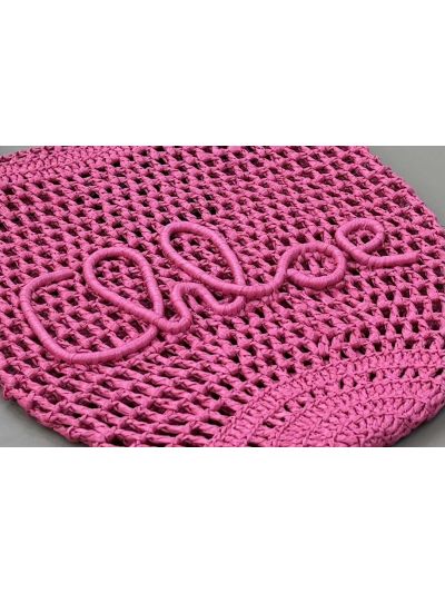 Chloe Small Raffia Summer Banana Tote Bag Fuchsia Pink - Detail view 3