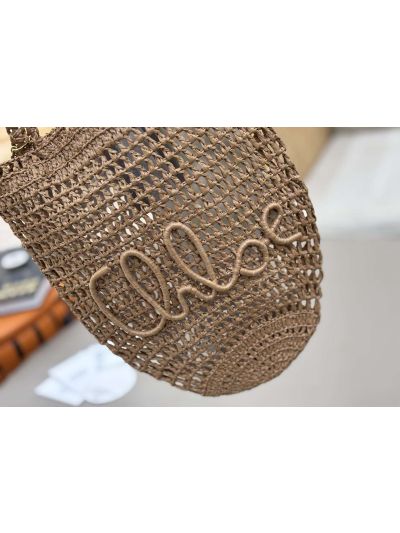 Chloe Small Raffia Summer Banana Tote Bag Gray - Detail view 5