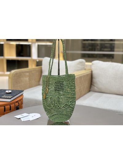 Chloe Small Raffia Summer Banana Tote Bag Green