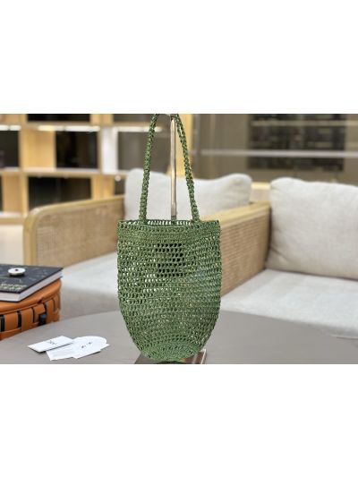 Chloe Small Raffia Summer Banana Tote Bag Green - Detail view 2
