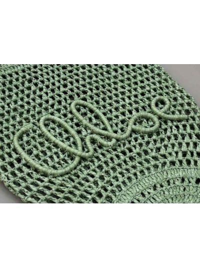 Chloe Small Raffia Summer Banana Tote Bag Green - Detail view 3