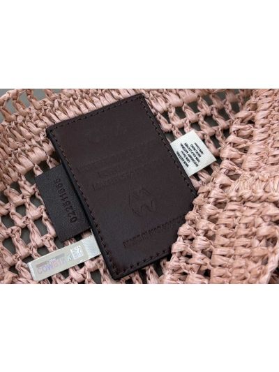 Chloe Small Raffia Summer Banana Tote Bag Pink Beige - Detail view 9