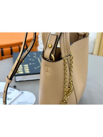 Chloe Small Spin Tote Bag Beige Grained Calfskin Leather - Detail view 7