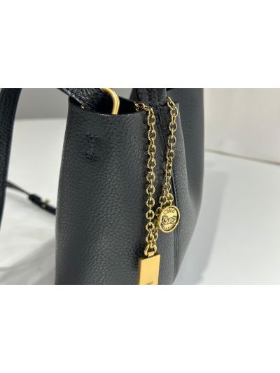 Chloe Small Spin Tote Bag Black Grained Calfskin Leather - Detail view 4