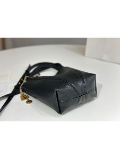 Chloe Small Spin Tote Bag Black Grained Calfskin Leather - Detail view 6