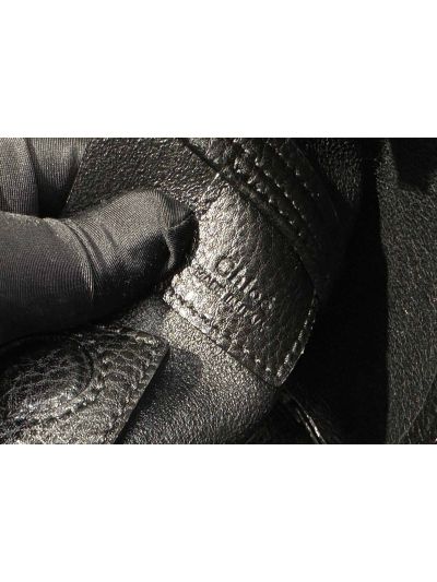 Chloe Small Spin Tote Bag Black Grained Calfskin Leather - Detail view 9