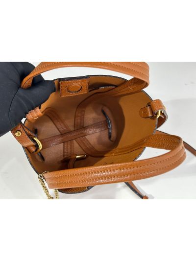 Chloe Small Spin Tote Bag Brown Grained Calfskin Leather - Detail view 9